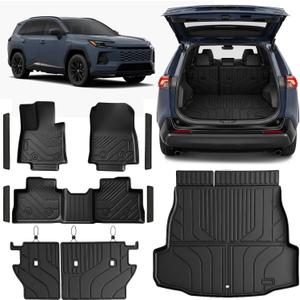 TPE Floor Mats Set for Toyota RAV4 PHEV 2026, All Weather TPE Custom Fit Floor Liners & Cargo Liner & Backrest Mats (Plug-in Hybrid), Car Floor Mats Accessorie, Black