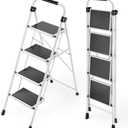 KINGRACK Step Ladder 4 Step Folding Step Stool for Adults with Handrails Heavy Duty Steel Sturdy Lightweight Collapsible Portable Step Ladder with Anti-Slip Wide Pedal,White - Amazon.com