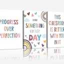 3pcs Motivational Classroom Canvas Wall Art Rainbow Nursery Wall Decor Paintings Children's Affirmation Canvas Prints Pictures Bohemian Kids Room Artwork Posters for School Class Decoration16×24 Inch