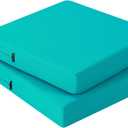 idee-home Outdoor Chair Cushions Set of 2, Waterproof Outdoor Seat Cushions for Patio Furniture, Outside Replacement Chair Pad with Ties for Lawn Deck Porch, 22 x 22 Peacock Blue