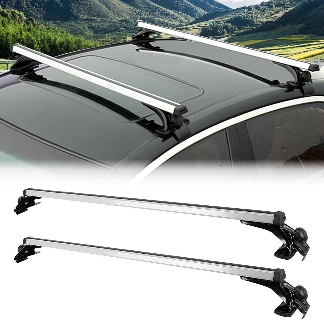 47.24in Lockable Top Roof Rack Cross Bar Universal Cargo Carrier Crossbars Replacement with Aluminum Cross Bars Rooftop Luggage Rack Rails for Kayak Canoe Bike Snowboard