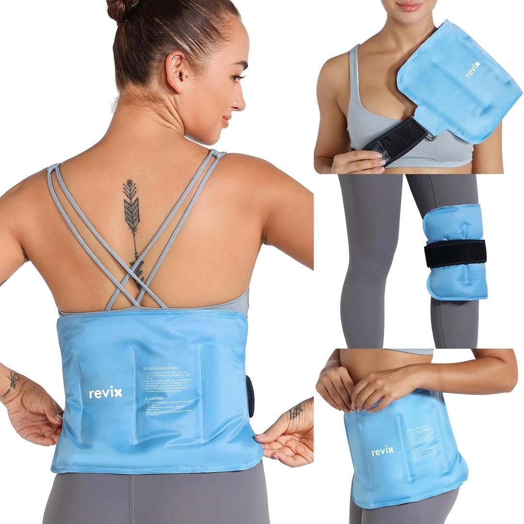REVIX Gel Ice Pack for Back Discomfort Relief, Soft Plush Lining Ice Wrap for Lower Back, Shoulder, Hip, Arm, Knee, Cold Compress Therapy, 16 9 "