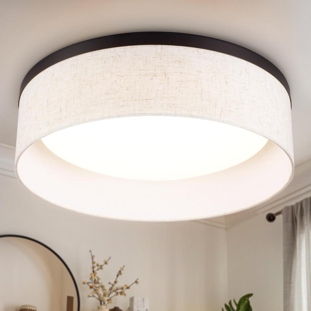 Hamilyeah Flush Mount LED Ceiling Light 15 inch, 24W Bedroom Lights for Ceiling,Modern Kitchen Light Fixtures Ceiling Mount,Drum Hallway Light Fixtures Ceiling,5CCT Ceiling Lights for Living Room