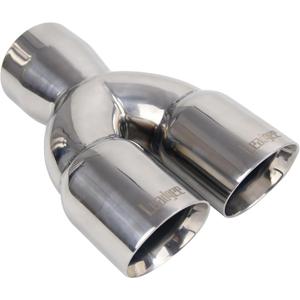 Dual Exhaust Tip 3 Inch Inlet 3" outlet 9.5" Long Tail Pipe Double Wall Polished Stainless Steel Exhaust Tip, Car Tailpipe