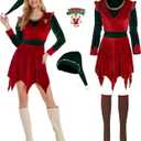 Christmas Costume For Women,4 Pcs Cute Jovi the Dress Womens adult Holiday Xmas Fancy Outfit for Party (Small, Red)