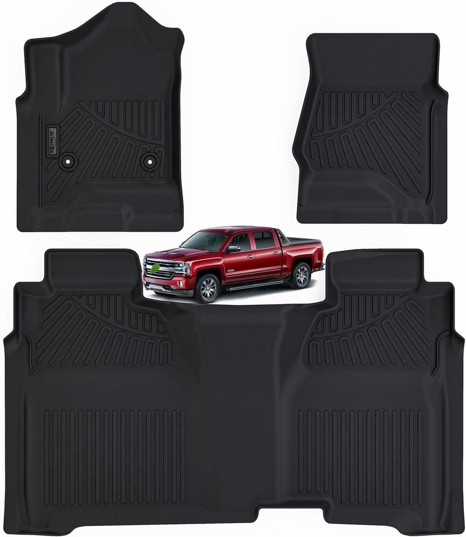 Floor Mats for 2014-2018 Chevy Silverado/GMC Sierra 1500 Crew CabNon Double Cab 2015-2019 Silverado/Sierra 2500 HD/3500 HD Crew CabNon 2019 Silverado LD/Sierra Limited