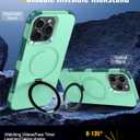 Oterkin Magnetic for iPhone 16 Pro Max Case Compatible with MagSafe [Foldable Invisible Stand][Tempered Glass Screen Protector & Camera Lens Protector] 15FT Military Dropproof Case (Green)