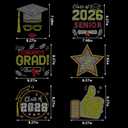 Glenmal 6 Pack Graduation Rhinestone Iron on Patches Class of 2026 Crystal Bling Patches Heat Transfer Applique Graduation Decorative Designs for DIY T Shirts Clothing, 6 Designs