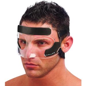 MUELLER Sports Medicine Face Mask for Men & Women, Adjustable Clear Face Guard, Nose & Cheek Protection for Basketball & Cosmetic Procedures, Shatterproof with Foam Padding, One Size, One Size Fits Most