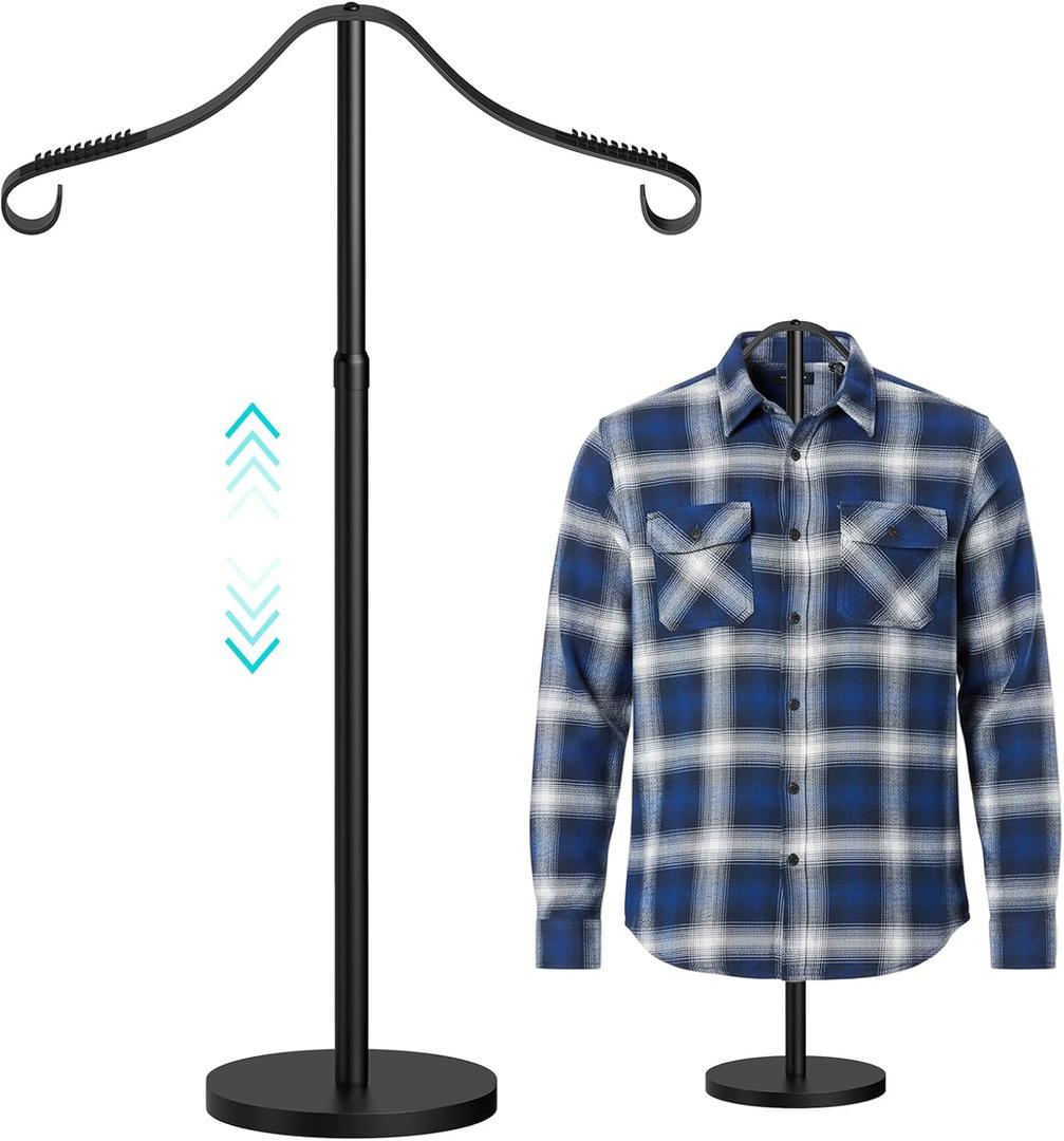 Reusable Shirt Display Stand-Mannequin Torso Tshirt Display Stand for Retail/Vendors,18-33" Adjustable Dress Form Mannequin Stand Clothes Rack,Portable Stable Holder Jacket Coat Hanger,All Metal/Black