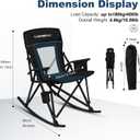 Folding Rocking Camping Chair Portable Outdoor Rocker with High Mesh Back, Handrail Bars, Carry Bag, Cup Holder, Bottle Opener, Supports 400 lbs, Black&Blue