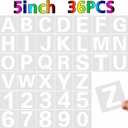 36 Pcs Large Alphabet & Number Stencils, Reusable Letter Stencils for Painting on Wood, Wall, Fabric, Rock, Chalkboard, Glass (5 Inches)