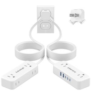 2 Prong Split Extension Cord 20FT (10FT on Each Side), White