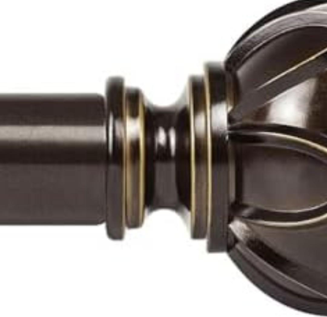 KAMANINA Curtain Rods for Windows 72 to 144 Inches (6-12ft) Long Heavy Duty Curtain Rod, 7/8 Inch Adjustable Decorative Drapery Rods with Netted Texture Finials, Bronze