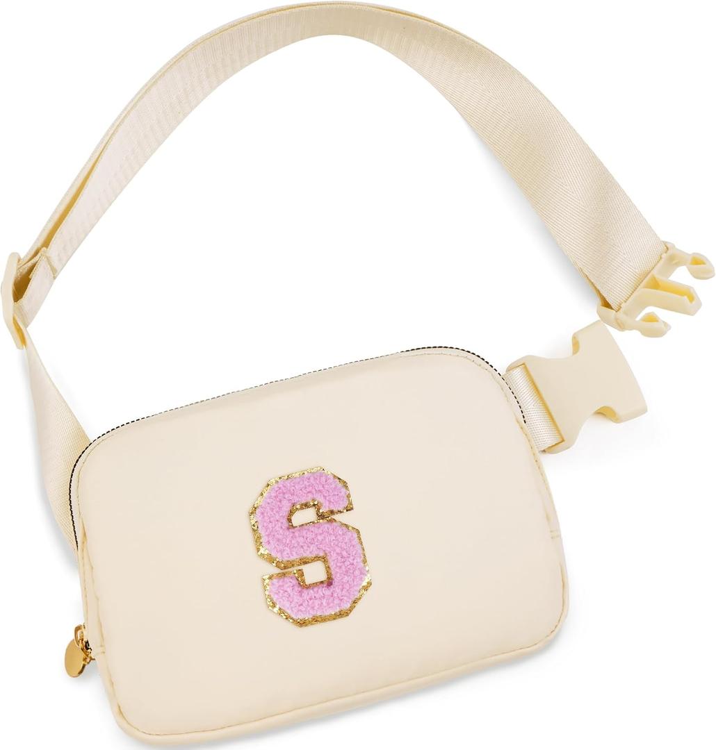 Uygafly Birthday Gifts for 4 5 6 7 8 9 10 11 12 13 Year Old Girl,Gift for Teen Girls Kids Toddler,Personalized Initial Fanny Pack Purse Crossbody Bag Belt Bag Cute Trendy Stuff | Khaki,S