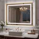 40X32 Inch LED Bathroom Mirror with Lights, Gold Frame Frontlit+ Backlit Bathroom Vanity Mirror for Wall, Ultra-Clear Tempered Glass, Shatter-Proof, Anti-Fog and Memory Function, ETL Listed