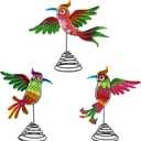 Christmas Tree Topper 3Pcs Red Funny Bird Glass Tree Topper Hummingbird Outdoor Christmas Tree Decor for Home Xmas Holiday New Year (Green)