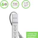 Belkin Surge Protector Power Strip - 6 AC Multiple Outlets - Flat Rotating Plug, 8ft Long Heavy-Duty Extension Cord for Home, Office, Travel, Computer Desktop & Charging Brick - White (720 Joules)