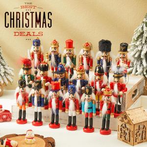 Liliful Christmas Nutcracker Ornament Set 18 Pcs Nutcracker Soldier Christmas Decoration Wooden Hanging Ornaments for Xmas Tree Figure Puppet Toy Present(Classic Style)