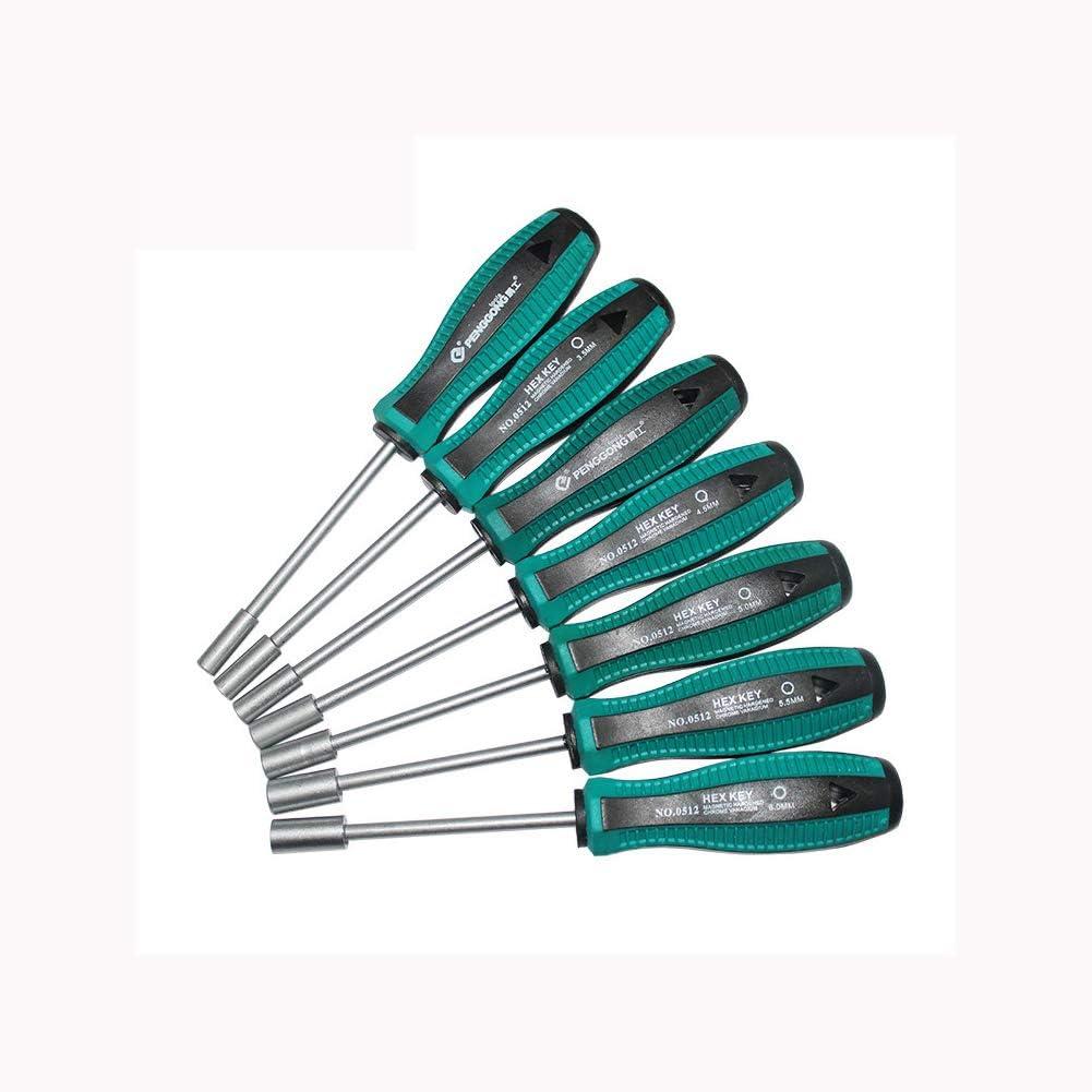 Meichoon 7pcs Socket Wrench Screw Driver Non-Magnetic Tip Metal Hex Nut Key Wrench Screwdriver Nutdriver Hand Tool 5-11mm,DF07