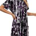 KISSMODA Woman Lightweight Dress with Hood Short Summer Pullovers with Pockets Long Tunics Top for Leggings (Purple, S)