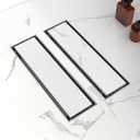 12-Inch Linear Shower Drain with Tile Insert Grate, SUS 304 Stainless Steel Linear Drain, Brushed Nickel Long Rectangle Shower Floor Drain with Leveling Feet, Hair Strainer, Fits Bathroom