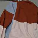 ECOWISH Women Sweater Long Sleeve Color Block Knit Pullover Sweaters Crew Neck Patchwork Casual Loose Jumper Tops L