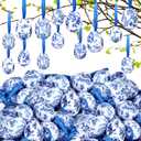 Liliful 36 Pcs Easter Hanging Egg Ornament Blue and White Egg Hanging Tree Decorations Chinoiserie Decorative Eggs Foam Baubles for Easter Tree Spring Farmhouse Ornament Basket Filler