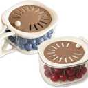 2PCS Fruit Washer with Strainer - Draining and Preservation Basket Fruit Washing Bowl Fridge Berry Container,Folding Handel for Kitchen,Outdoor