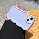 Slim Fit Case for iPhone 15 Plus and iPhone 14 Plus 6.7-Inch, Wave Frame, Cute Soft TPU Thin Protective Phone Cover for Women, Light Purple