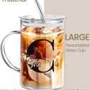 Personalized Extra Large Glass Drinking Cup With Lid Straw Valentine Gift Coffee Cup Regalos Para Mujer Teen Girl Gifts Trendy Stuff Iced Glass Tumbler Must Haves For Women Apartment Essentials