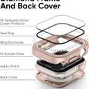 2-Pack 2-in-1 Waterproof Bling Case for Apple Watch 40mm Series 6 SE 5 4 with Tempered Glass Screen Protector, Crystal Diamonds Rhinestone Overall Durable Cover Front & Back Bumper for iWatch 40mm