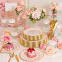 ejonirinjonir EI 150pcs Pink Plastic Plates with Gold Plastic Silverware,Pink Party Plates,Heavy Duty Plate Disposable,Gold Dinnerware Set for Birthday, Afternoon Tea,Wedding,Valentine's Day