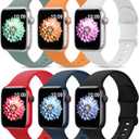 6 Pack Sport Bands Compatible with Apple Watch Band 38mm 40mm 41mm 42mm 44mm 45mm 49mm 46mm,Silicone Waterproof Strap for iWatch Apple Watch Series 11 10 9 Ultra 8 7 6 5 4 3 2 1 SE Women Men (Black/Abyss Blue/Marigold/Red/White/Cactus)