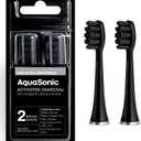 AquaSonic Genuine 2-Pack Activated Charcoal Brush Heads - Ultra Whitening Brush Heads - 2X Whitening & Stain Remover - for Black Series & Pro, Vibe Series, Duo Pro Series (Black)