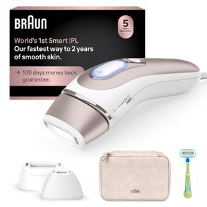 Braun IPL Skin iExpert, at Home Laser Hair Removal, Holiday Gifts for Women and Men with Free App, Vanity Case, Venus Razor, 3 Smart Heads, PL7243