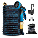 150 ft Expandable Garden Hose - Kink Free Flexible Water Hose 150ft with 10 Pattern Spray Nozzle, 3/4 Solid Brass Connectors, Retractable Latex Core - Lightweight Expanding Hose