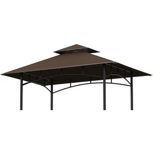 Grill Gazebo Replacement Canopy Top, 5'x8' Top Double Tiered Replacement Canopy Roof, Grill Shelter Cover Roof Fit for Gazebo Model L-GG001PST-F (Brown)