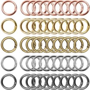 50Pcs Zinc Alloy Spring Round Carabiner Snap Clip Keychain Key Ring Clips for Key Chains, Bag, Purse, Handbag and Craft DIY Accessories (5 Colors)