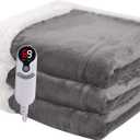 Heated Blanket Electric Blanket Full Size 72''x84'' with 9 Heating Levels, 1-10 Hour Auto Shut Off, Machine Washable, Flannel & Sherpa Soft Warming Blanket for Couch, Bed, Office - Light Grey