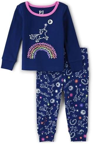The Children's Place Baby Girls And Toddler Long Sleeve Top and Pants Snug Fit 100% Cotton 2 Piece Pajama Set, 5T