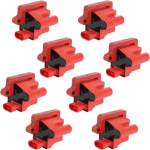 JDMSPEED 8 Square Red Ignition Coil Pack Compatible with 99-07 Chevrolet Express Silverado Tahoe/99-07 GMC Savana Yukon Sierra/04 Buick Rainier/02-06 Cadillac Escalade Replaces# UF271 D581