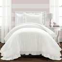 Lush Decor Reyna Ruffle Comforter Set - 2 Piece Twin Size Ruffle Comforter Set - Elegance for Dorm Room - Twin XL, Pure White
