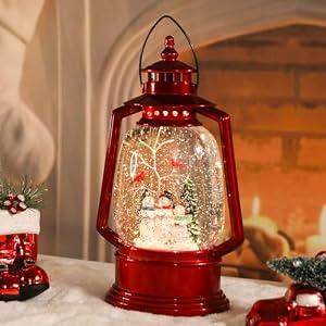 Vipush Christmas Snow Globe -Snowmen Family Musical Snow Globe with Color Changing Led Lights, Christmas Decorations with Music Box Gifts for Girls Kids, Decorations for Christmas & Birthday