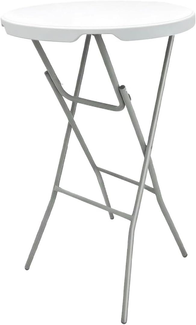 28in Cocktail Table, no Assembly Required, High Top Bistro Round Plastic Folding Table, Foldable Portable Bar Height Tables, Indoor Outdoor for Party Banquet Wedding Picnic Dining Camping, White