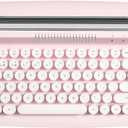 YUNZII ACTTO B303 Wireless Typewriter Keyboard, Bluetooth Connection, Cute Retro Aesthetic Design with Integrated Stand for Tablet, Phone, PC and Win/Mac/Android(B303, Baby Pink)