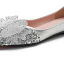 Flats Shoes Women Rhinestone Wedding Flats Comfort Pointed Toe Ballet Flat Shoe Low Heel Dress Shoes Sparkly Flats for Women, 37