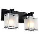 WINSHEN Black Wall Sconce Lighting, 2-Light Bathroom Vanity Light Fixture Wall Mount Lamp Over Mirror for Bedroom Bedside Studty Living Room, Rectangular Frosted Glass Shade