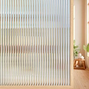 Coavas Reeded Glass Window Privacy Film, 3D Decorative Frosted Window Clings for Bathroom & Home, Day and Night Privacy, Peel & Stick Adhesive Film, (35.4x78.7 inch)