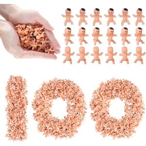 100 PCS Mini Plastic Babies for Baby Shower Games, 1 Inch Babies Bulk for King Cake & Ice Cube, Tiny Baby Figurines for My Water Broke Game